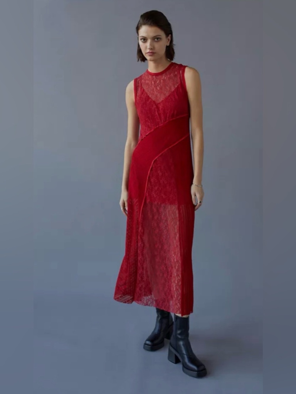 Urban Outfitters Red Lace Dress with half Slip